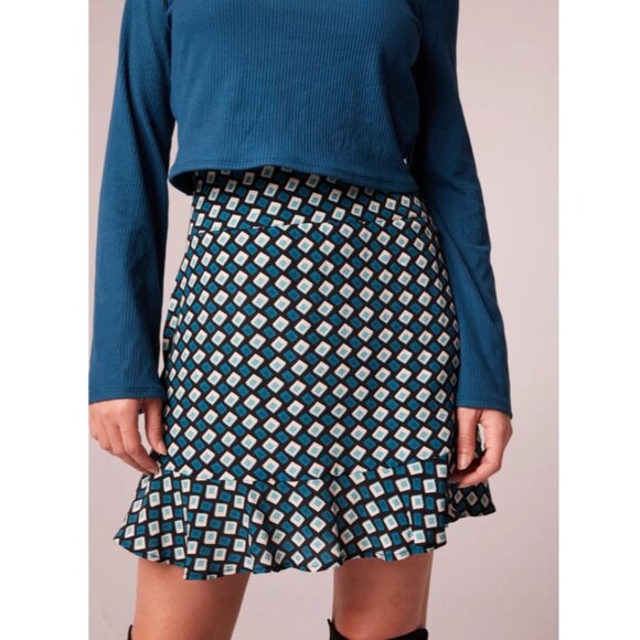 Band of the Free Colette Teal Diamond Mini Skirt Sz Medium Womens Black Deep Tea - Picture 8 of 9